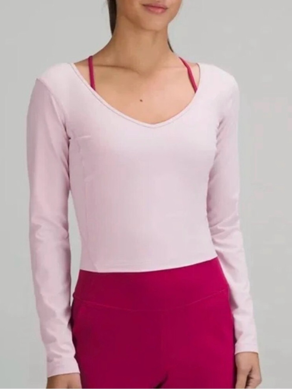 Lululemon Align Sweetheart Long Sleeve Top Pink Peony Size 2